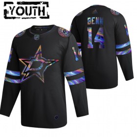 Barn Ishockey Dallas Stars tröja Jamie Benn 14 2021-22 Iriserande holografisk Svart Authentic